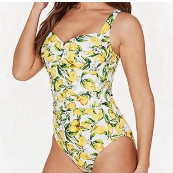 Niptuck Swim Lemons Joanne Twist Front Design Tummy Control Women's Swimsuit, 12 - Picture 2 of 7